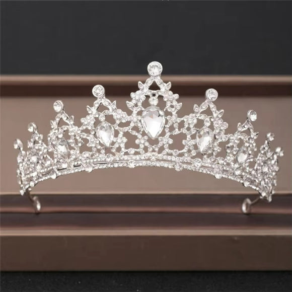 White Crystal Imperial Baroque Silver Crown / Tiara - NWT