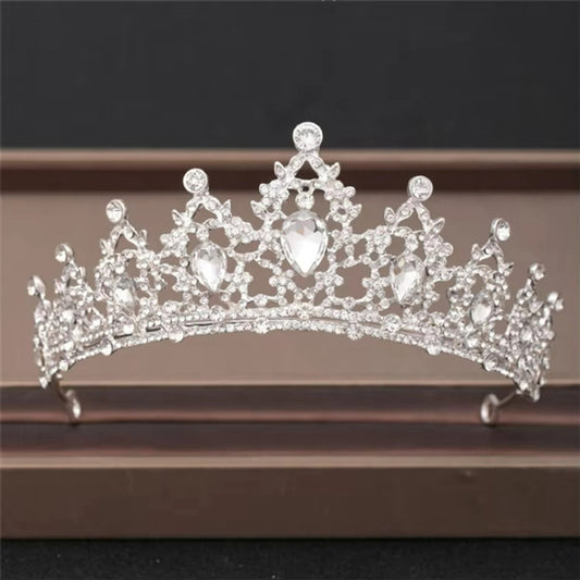 White Crystal Imperial Baroque Silver Crown / Tiara - NWT