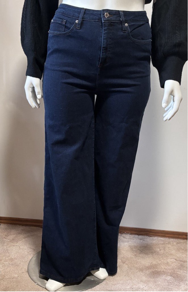 INC International Concepts Size 14 High Rise Wide Leg Dark Denim Jeans NWT
