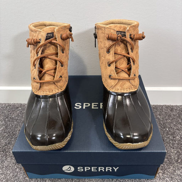 Sperry Women's 7 Beige Saltwater Waterproof Duck Boots NIB