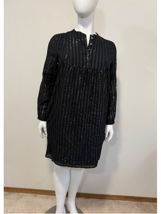 Style & Co. Women's Size Large Black & Silver Mini Sheath Shirt Dress NWT