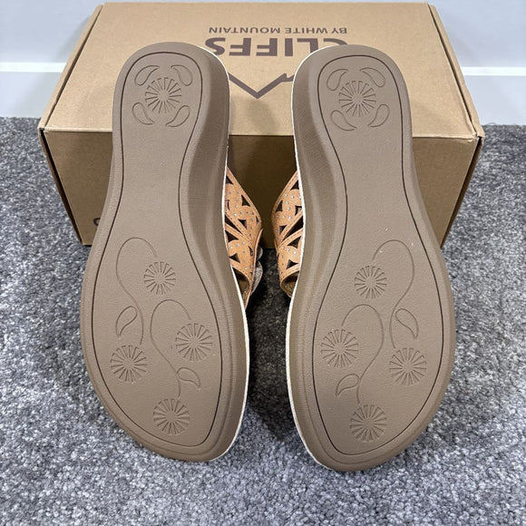 Cliffs by White Mountain Women's 10 Beige Cynthia Flower Sandal NIB