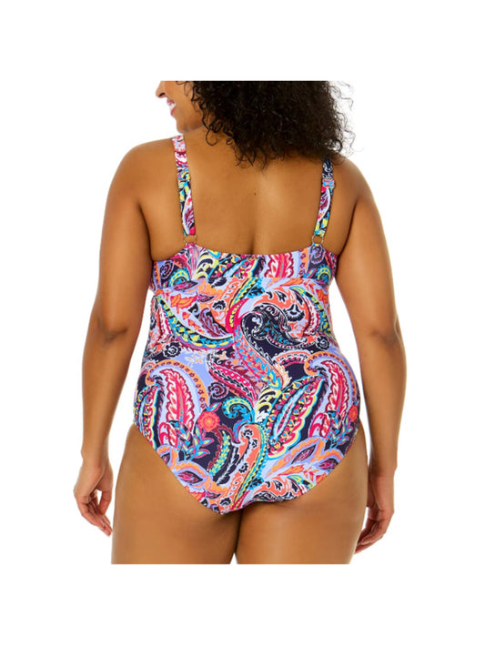 Anne Cole Plus Size 20W Paisley Notched Scoop-Neck One Piece Swimsuit NWT