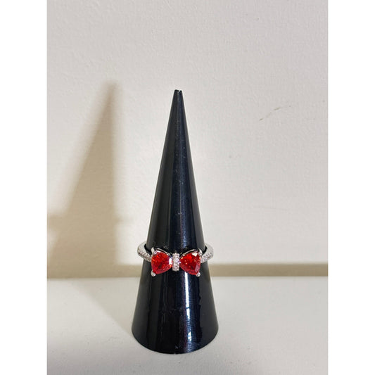 Gorgeous & Sparkly Red Bow Ring with Cubic Zirconia Accents – Size 7 NWT