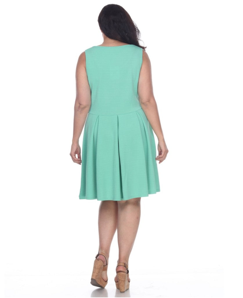 White Mark Plus Size 3XL Mint Green Fit and Flare / Skater Dress Knee Length NWT