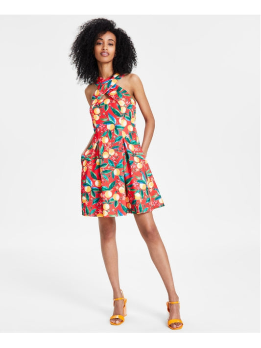 Vince Camuto Women's Fruit Printed Halter Fit & Flare Dress w/ Pockets NWT