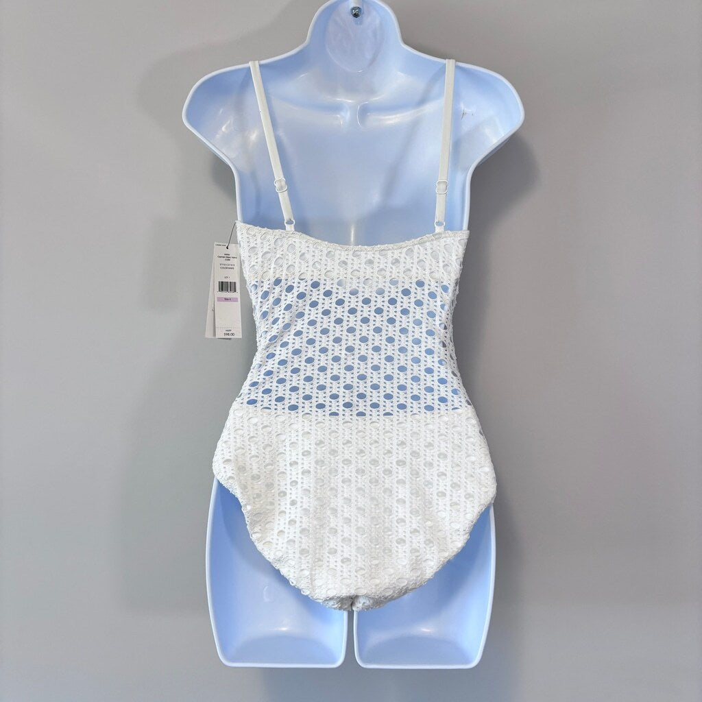 Carmen Marc Valvo Women's Size 6 White Crochet One-Piece Swimsuit NWT