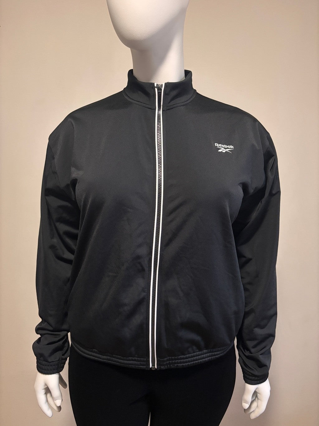 Reebok Women's Extra Large Black & White Tricot Track Jacket w/ Full Zip NWT