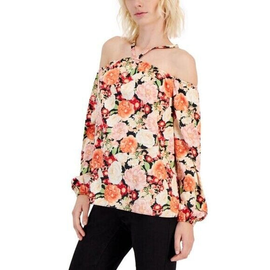 I.N.C. INTERNATIONAL CONCEPTS Women's Floral Printed Satin Long-Sleeve Top NWT