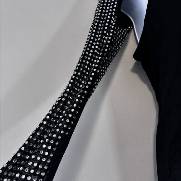 SHEIN Women's Black & Silver Studded Glam & Edgy Long Sleeve Add-On Top NIB