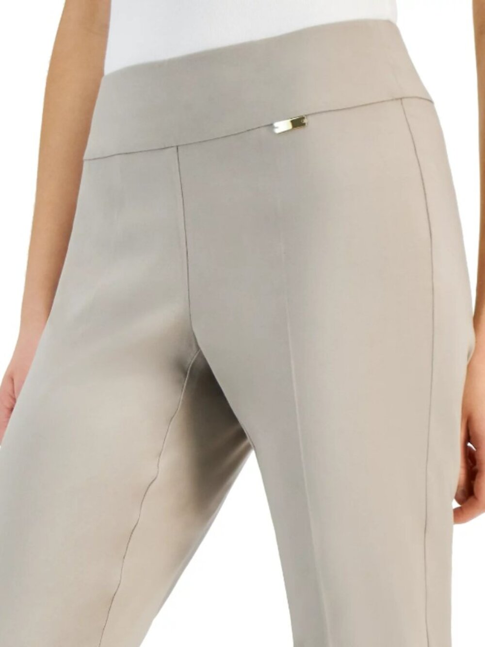 INC International Concepts Size 10 Beige Tummy-Control Pull-On Capri Pants NWT