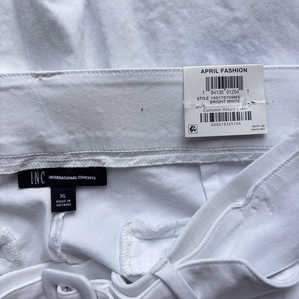 INC International Concepts Women's Size XL White Belted High-Rise Capris NWT