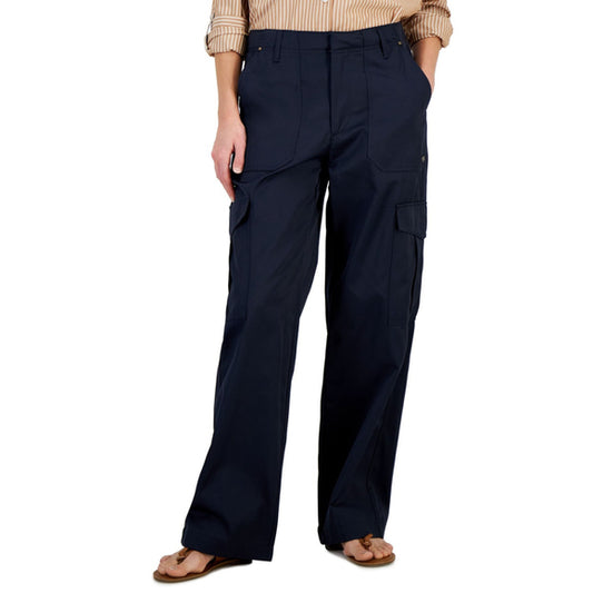 Tommy Hilfiger Women's 16 Navy Blue High Rise Wide-Leg Cargo Pants NWT