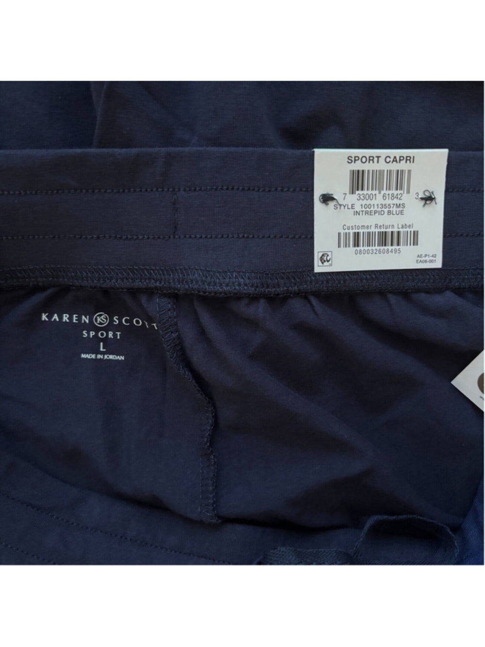 Karen Scott Small Knit Capri Pull on Navy Blue Capri Jogger / Sweat Pants NWT