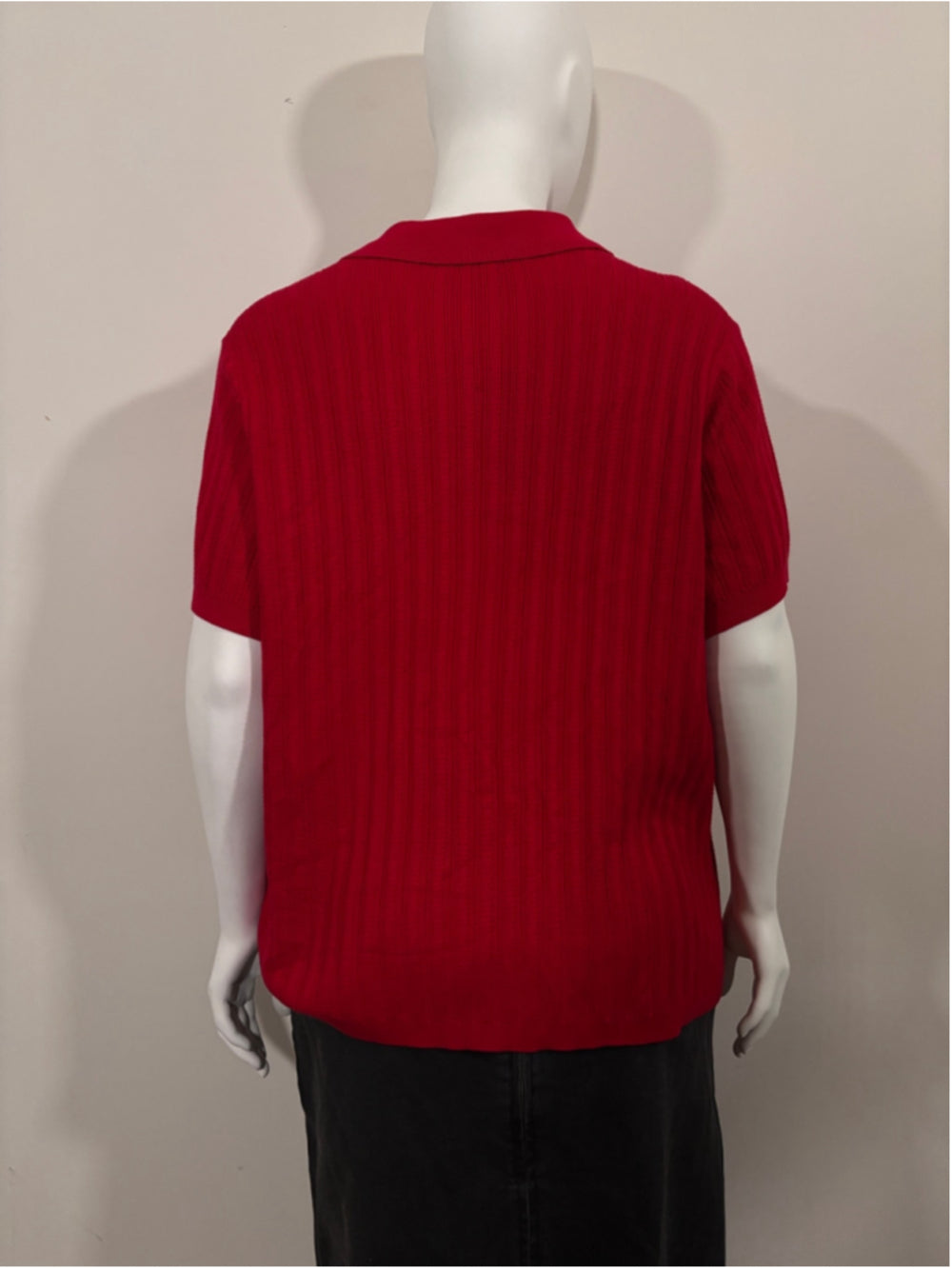 Tommy Hilfiger Plus Size 3X Red Ribbed Short-Sleeve Polo Sweater Top NWT