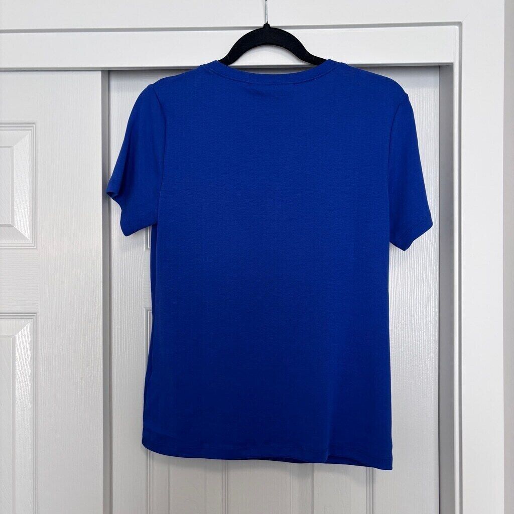 Karen Scott Women's Petite Bright Blue 100% Cotton Henley Top NWT