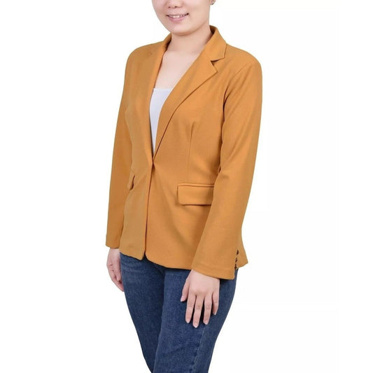 NY Collection Women's Petite Small Gold Scuba Crepe Jacket / Blazer NWT