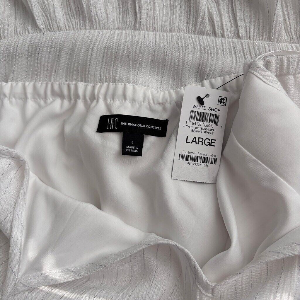 INC International Concepts White & Silver Halter-Neck Tiered Maxi Dress NWT