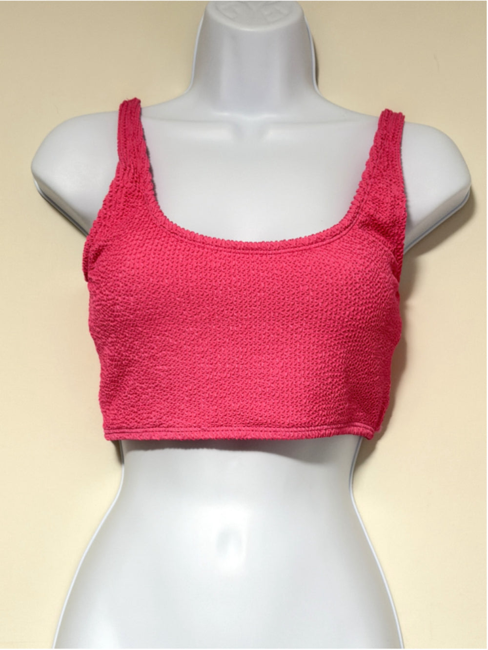 Bar III Women's Size Small Pink Textured Tank Bra Bikini Top NWT