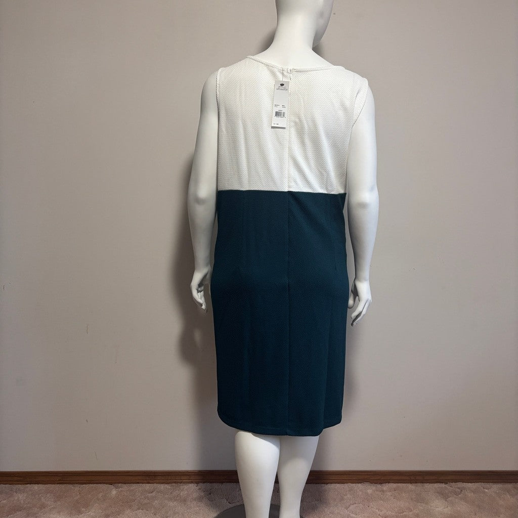 NY Collection Plus Size 18W Sleeveless Colourblock White & Blue Dress NWT