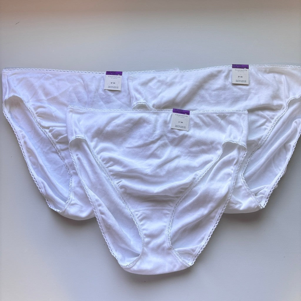 Charter Club Size XXL 100% Cotton 3 Pack of White Brief Underwear NWT XXL47