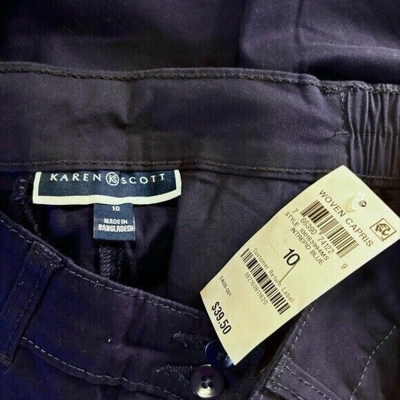 Karen Scott Women's Navy Blue Comfort Waist Capri Pants NWT