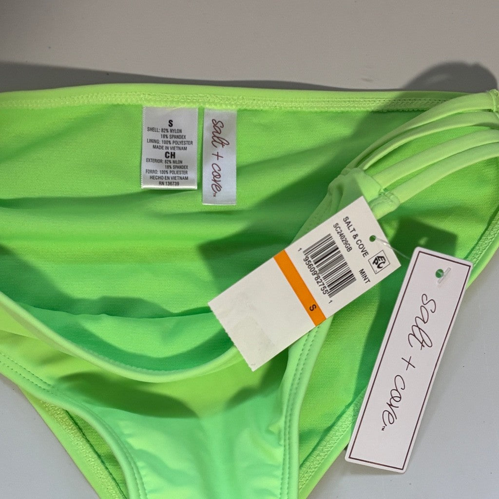 Salt + Cove Size Small Neon Green Strappy-Side Hipster Bikini Bottoms NWT