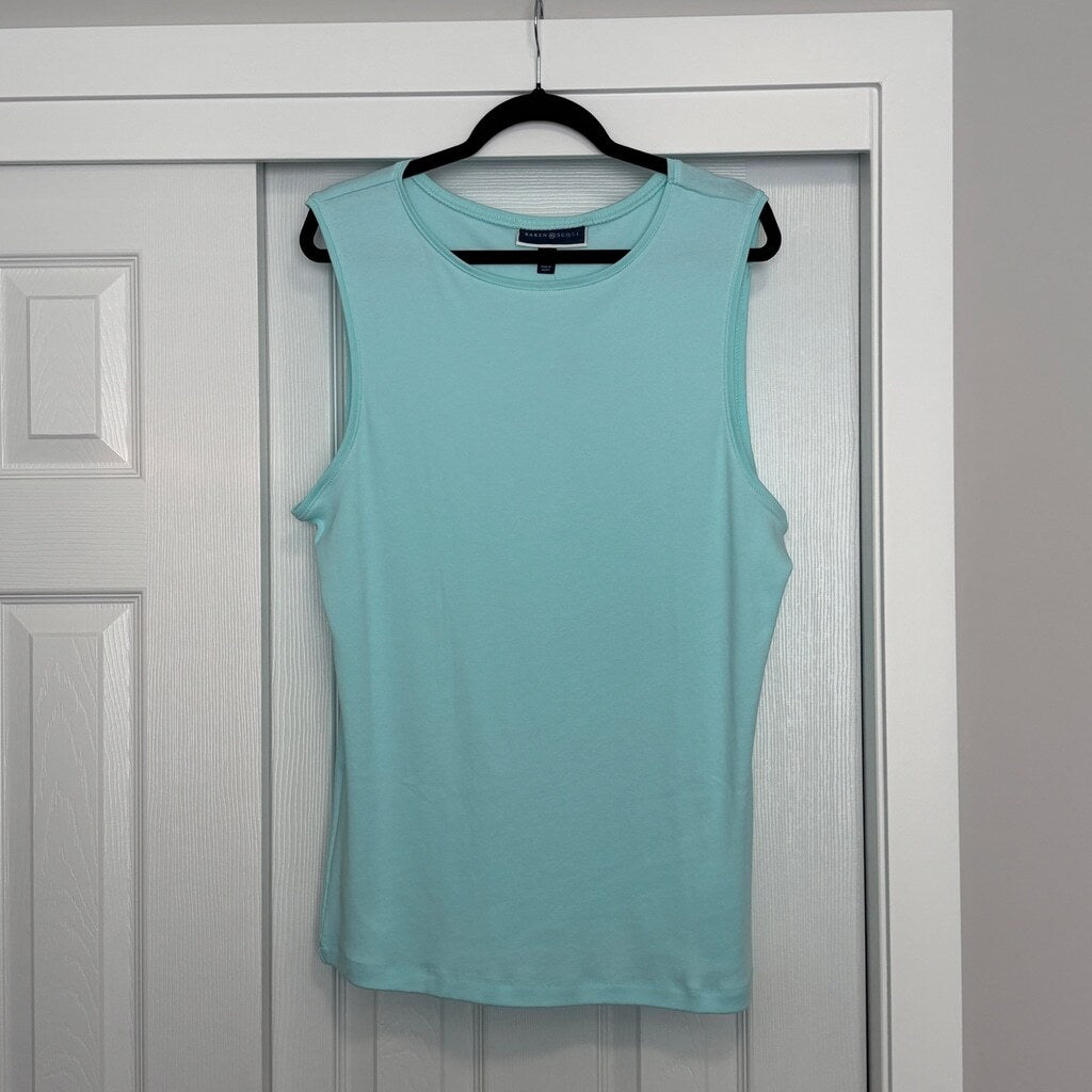 Karen Scott Women's XXL 100% Cotton Light Blue Boat-Neck Tank Top NWT