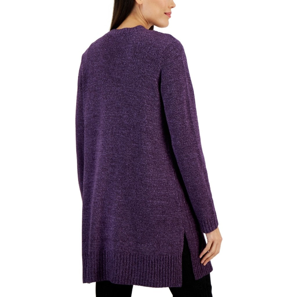 Karen Scott Size Small Purple Open Front Cable-Knit Cardigan Sweater NWT