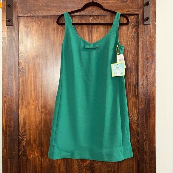 CeCe Mini Dress Sleeveless A-Line Front-Bow Green Women's 4 NWT