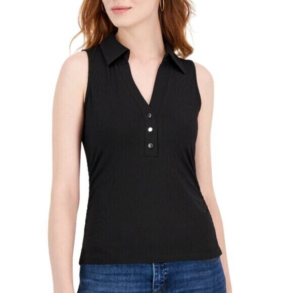 I.N.C. International Concepts Women's Black Ribbed V-Neck Tank Top NWT