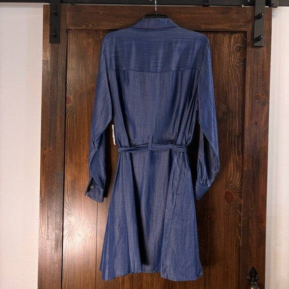 On 34th Plus Size Chambray Long-Sleeve Belted Shirtdress NWT
