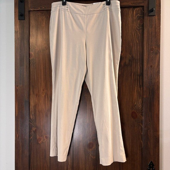 JM Collection Studded XL Petite Beige High-Waisted Straight-Leg Dress Pants NWT
