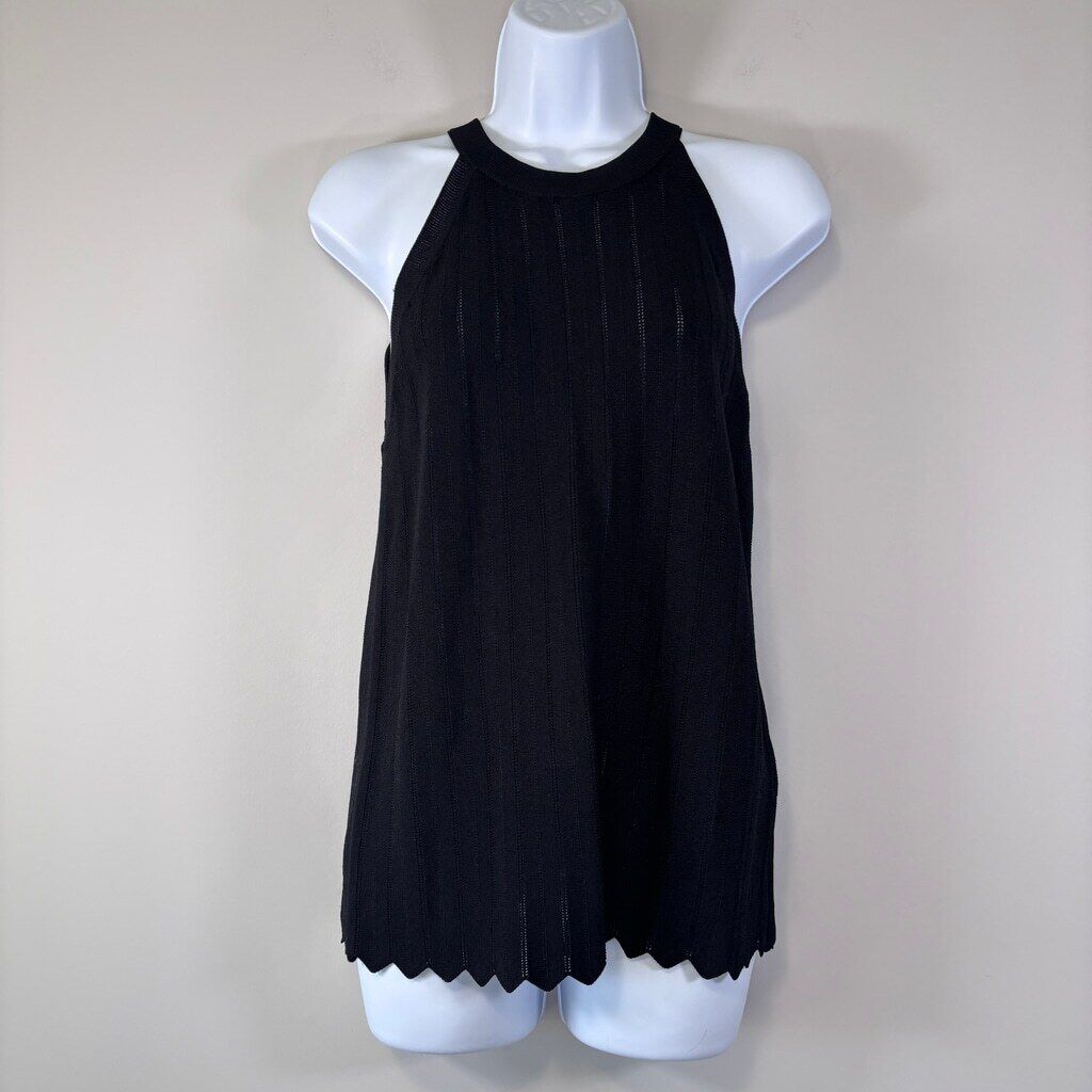INC International Concepts Women's Large Black Fitted Knit Halter Top NWT