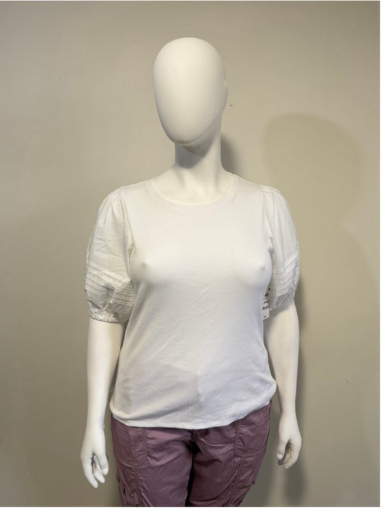 On 34th Women's Size XL Bright White Knit Elbow Puff Sleeve Top NWT