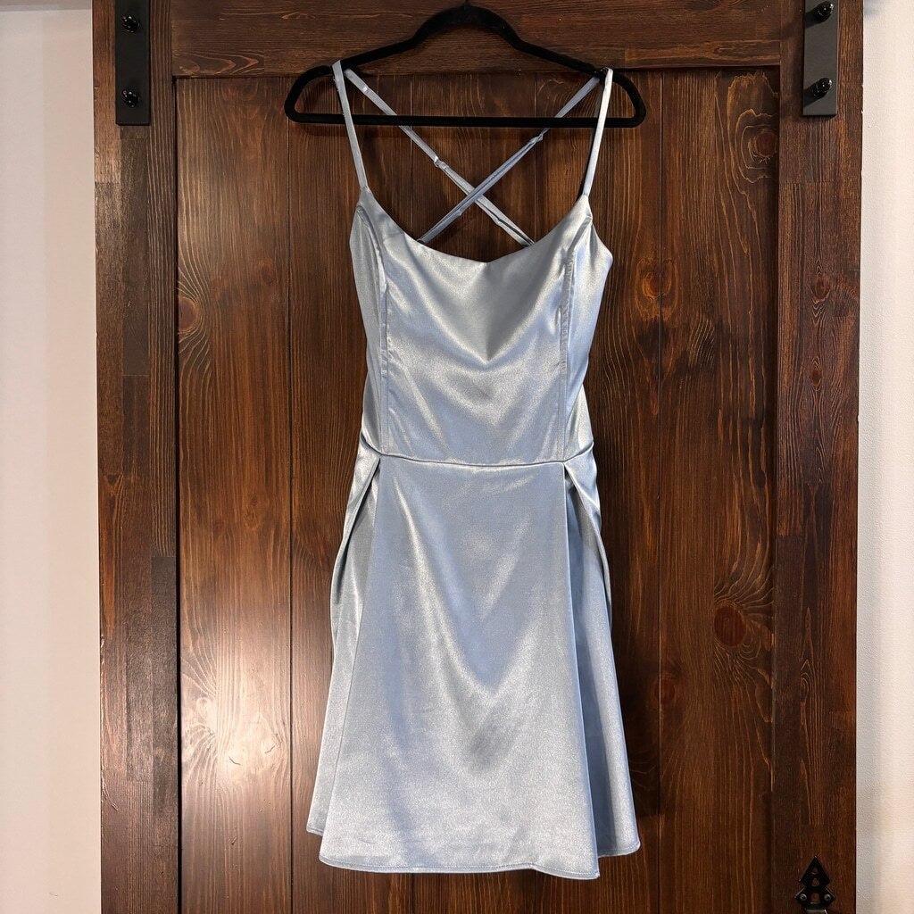 Speechless Juniors' Size 17 Baby Blue Strappy-Back Satin Prom / Party Dress NWOT