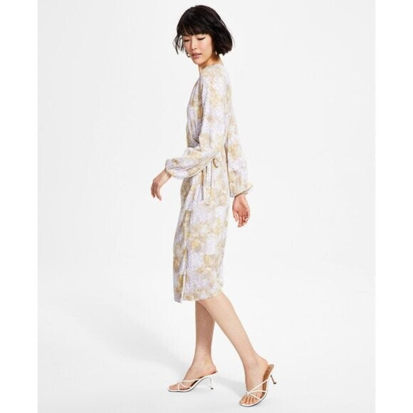 Tinsel Petite Large Midi Snake Print Long Sleeve Wrap Dress NWT