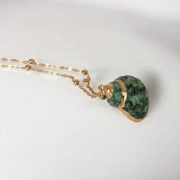 Green Seashell Pendant Ocean Series Natural Seashell Necklace NWT