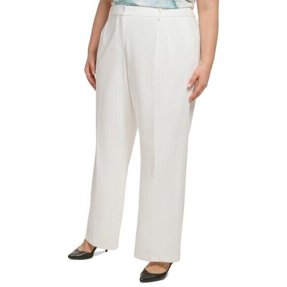 Calvin Klein Women's White High Rise Wide Leg Pants Trousers NWT