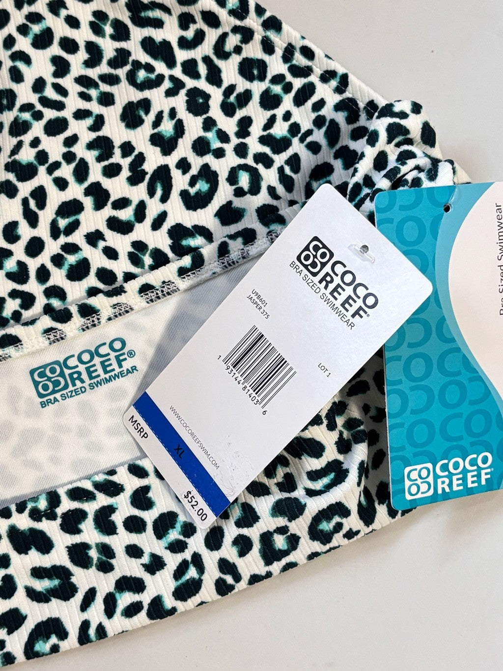 Coco Reef Women's Extra Large Teal Leopard Print High Waist Bikini Bottom NWT