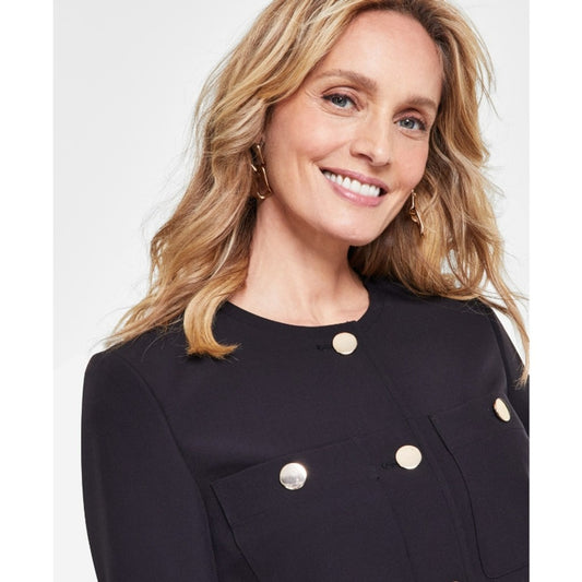 INC International Concepts Medium Black Gold Button Cropped Jacket NWT