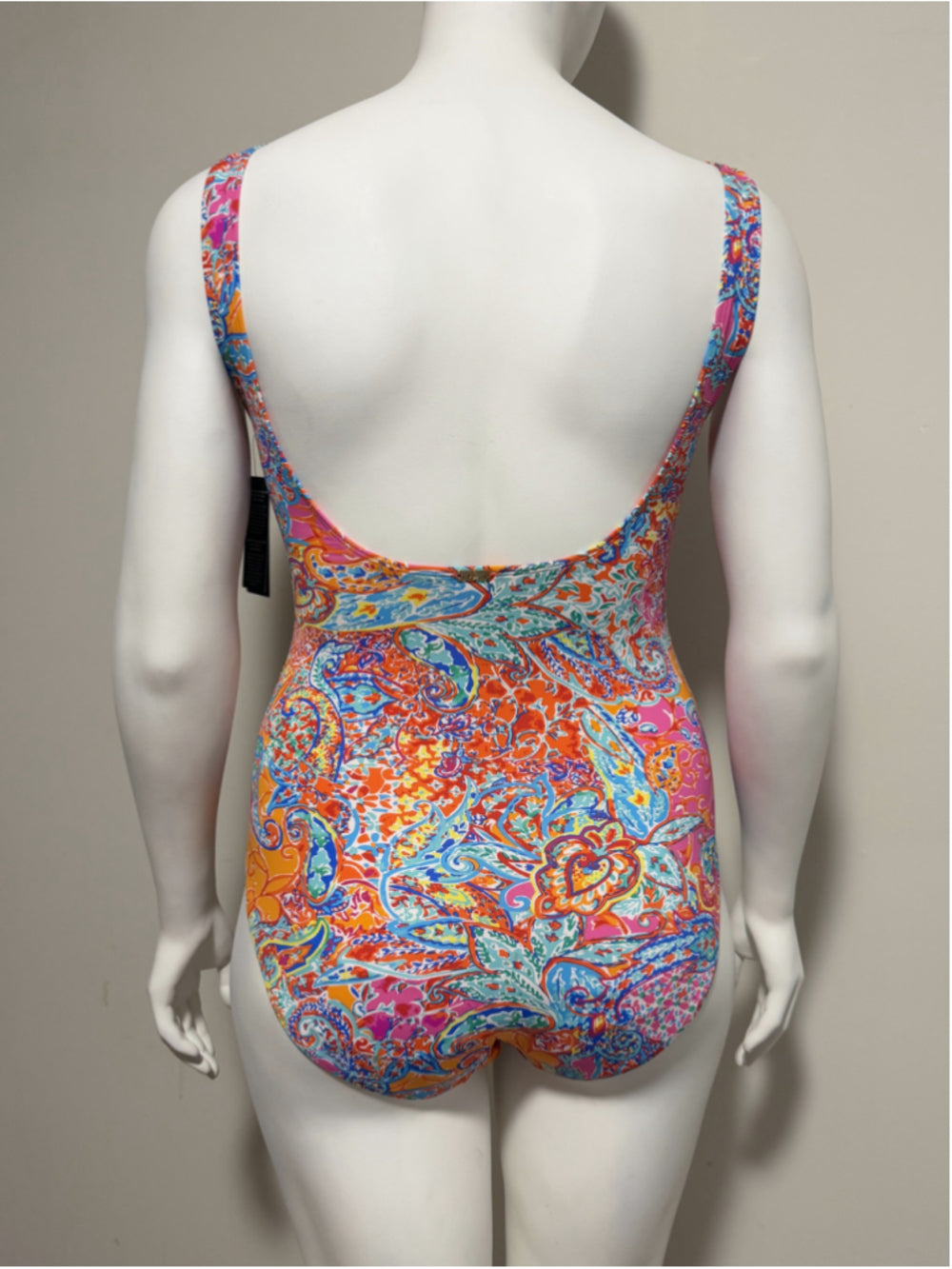 Ralph Lauren Size 12 Bold Multicolor Surplice Printed One-Piece Swimsuit NWT