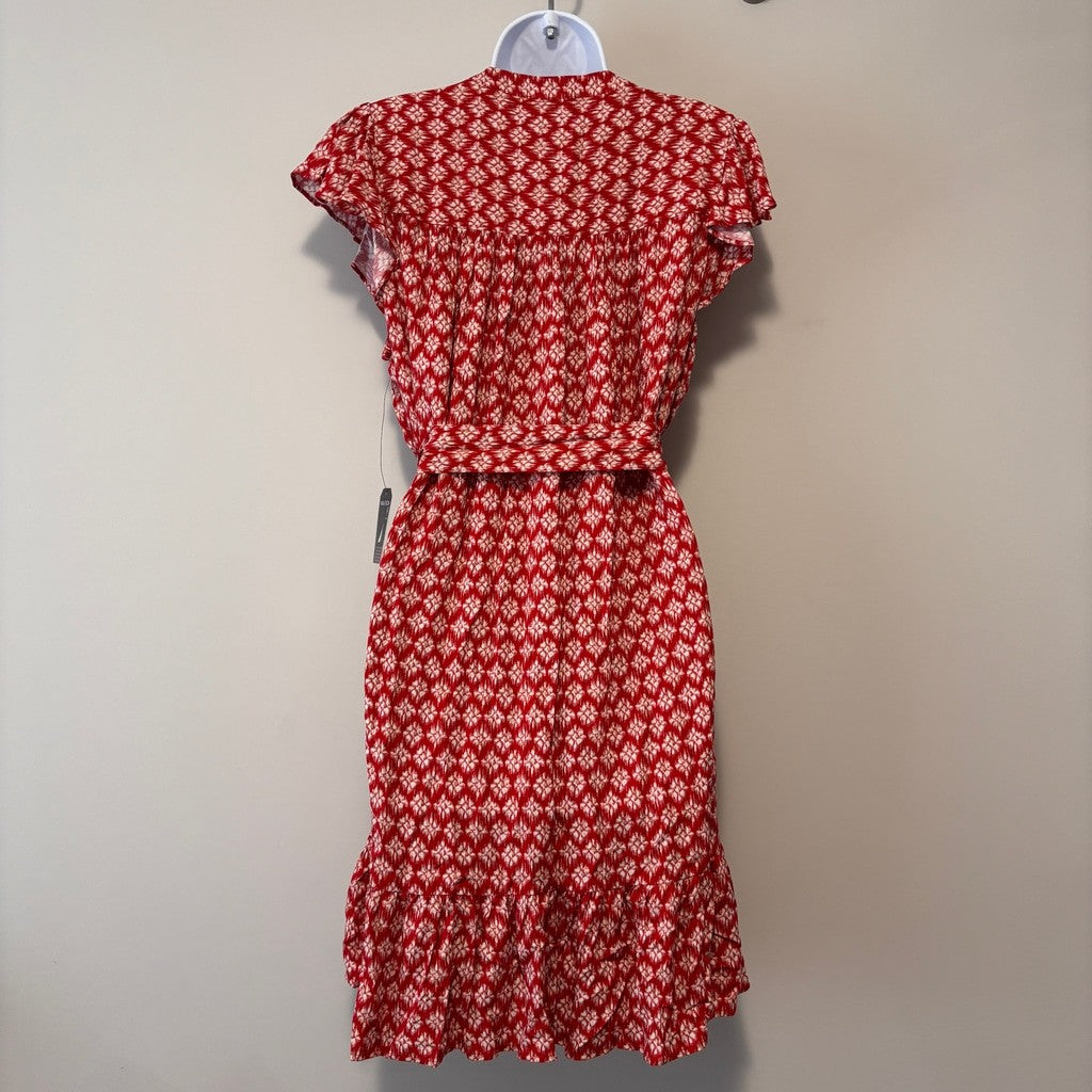 Nautica Jeans Women's Red Crochet-Trim Flutter-Sleeve Mini Dress NWT