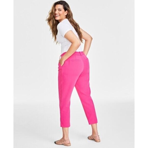 On 34th Plus Size Hot Pink Solid Double Weave Ankle Dress Pants NWT