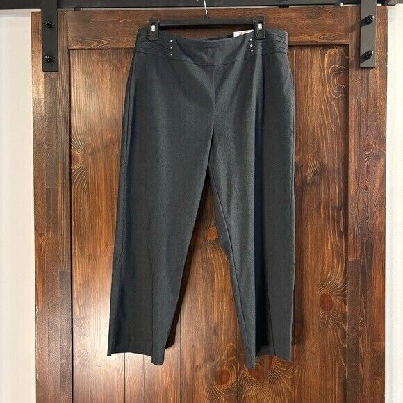 JM Collection Tummy Control Pull-On Capri Dark Grey Dress Pants NWT