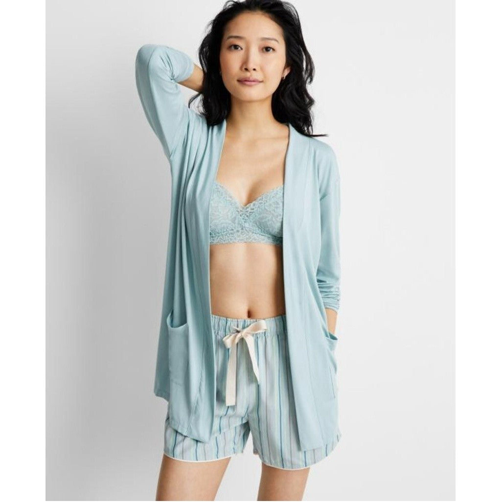 State of Day Women's Light Blue Knit Open Front Pajama / Lounge Cardigan NWT
