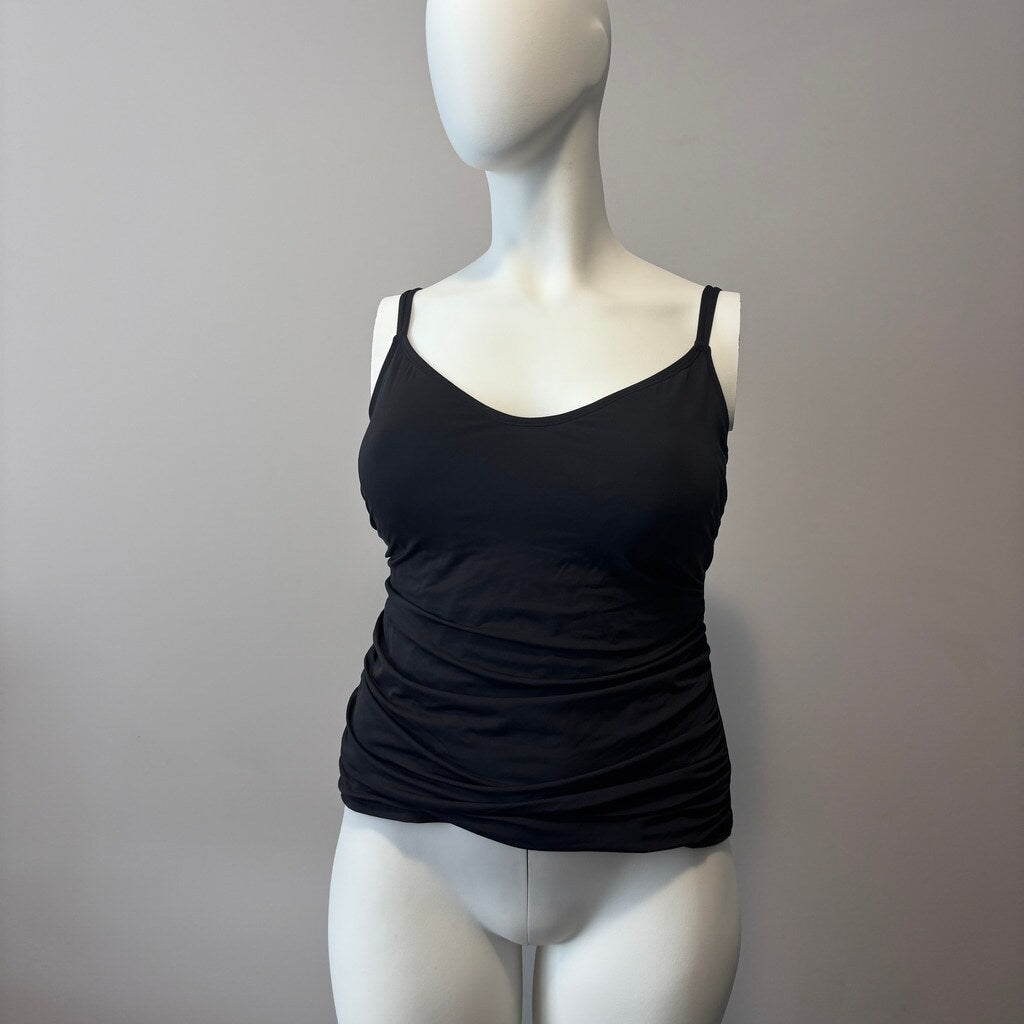 Bleu by Rod Beattie Women's Plus Size Black Scoop-Neck Tankini Top NWT