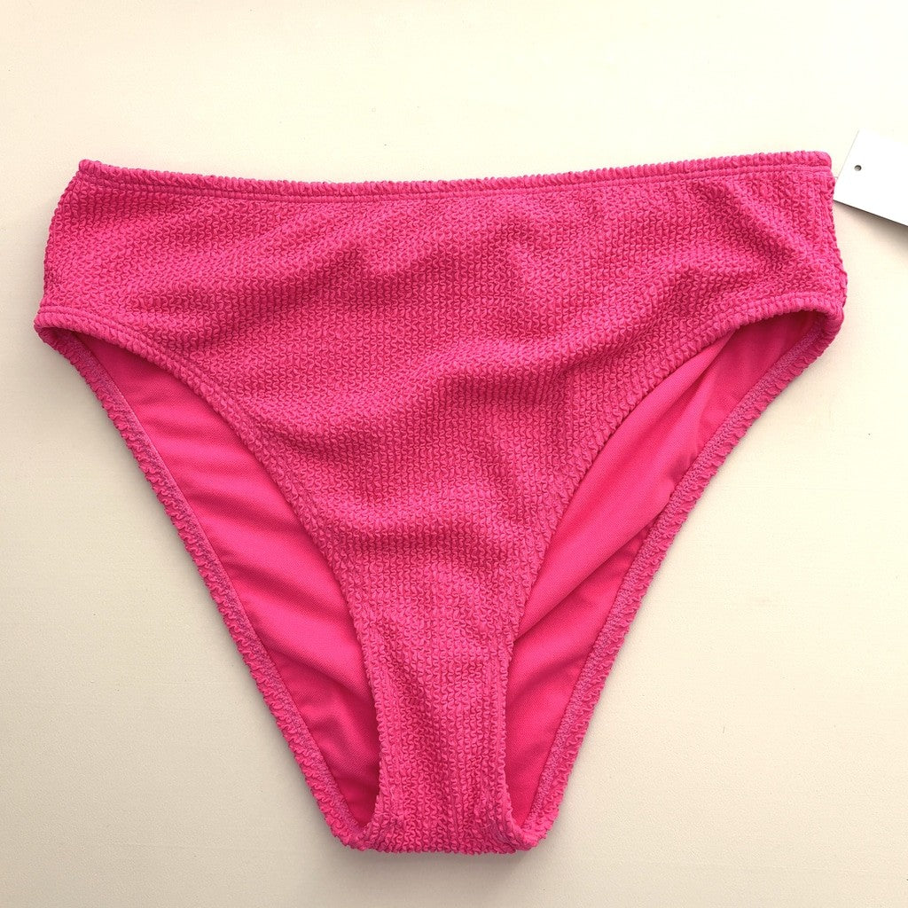 Bar III Women's Medium Hot Pink High Leg High Rise Textured Bikini Bottoms NWT