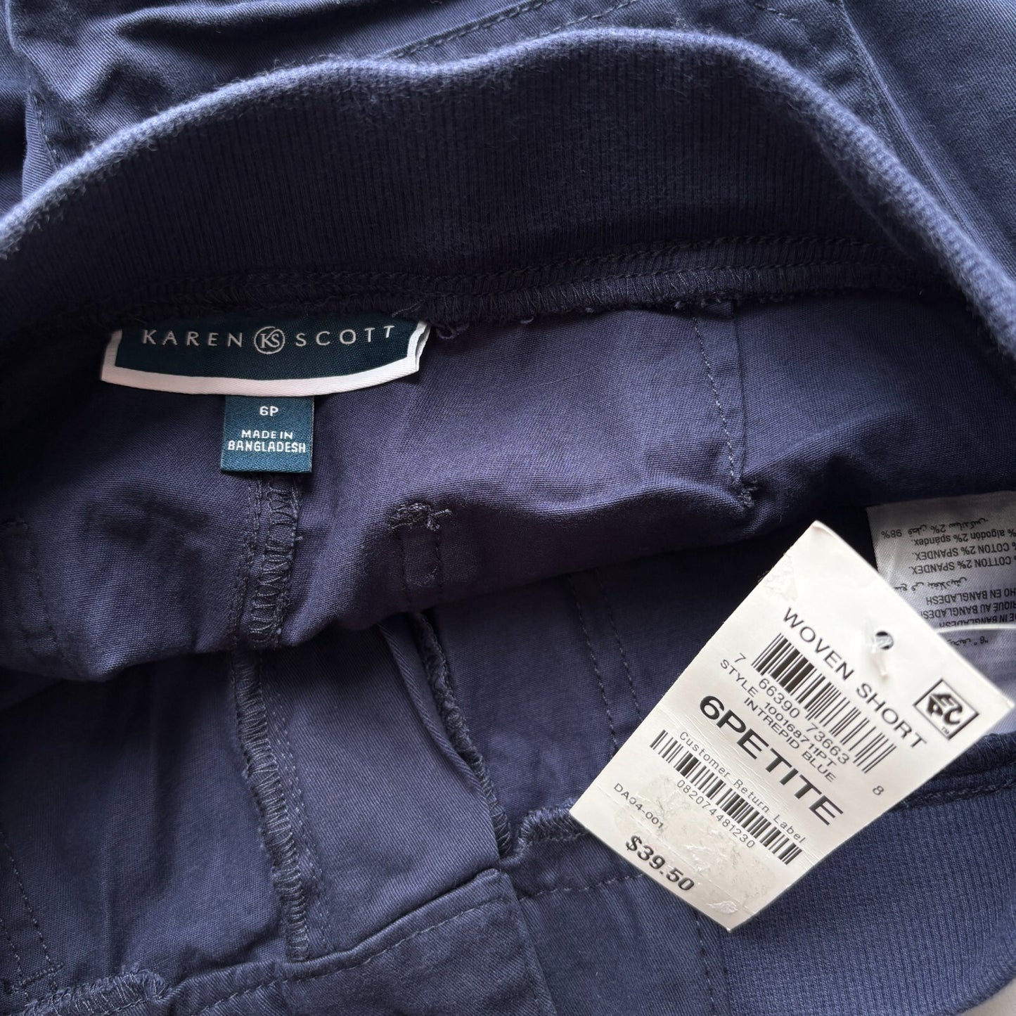 Karen Scott Women's Mid Rise Stretch-Waist Navy Casual Shorts NWT