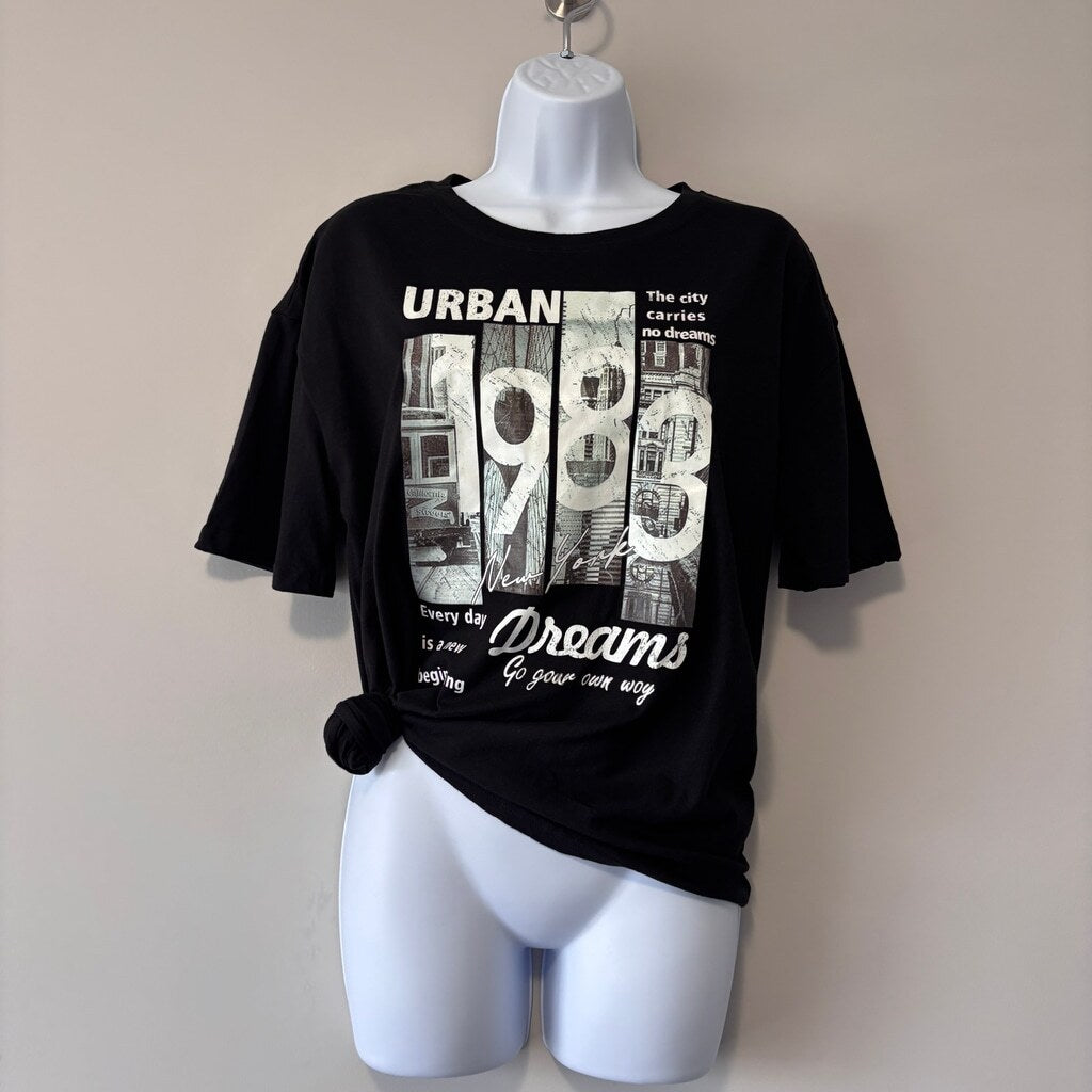 SHEIN Women's Oversized "Urban 1983" Graphic Printed Short Sleeve T-Shirt NIB